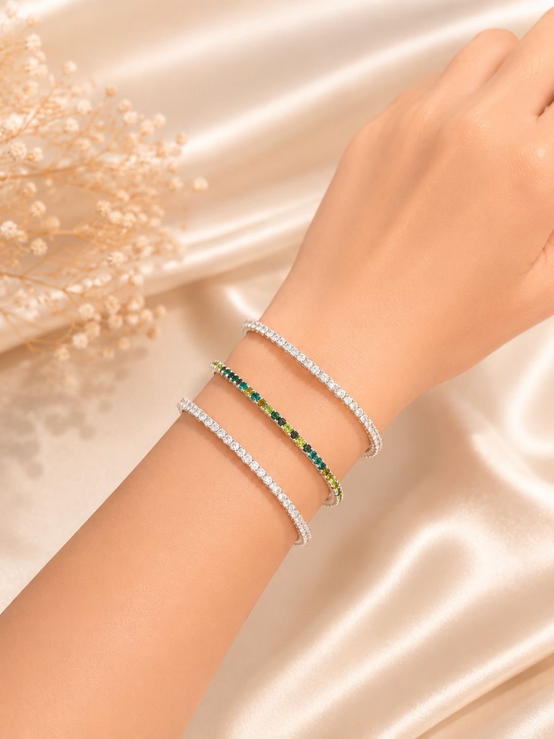 Yeşil Kristal Işıltı Bileklik görsel 2