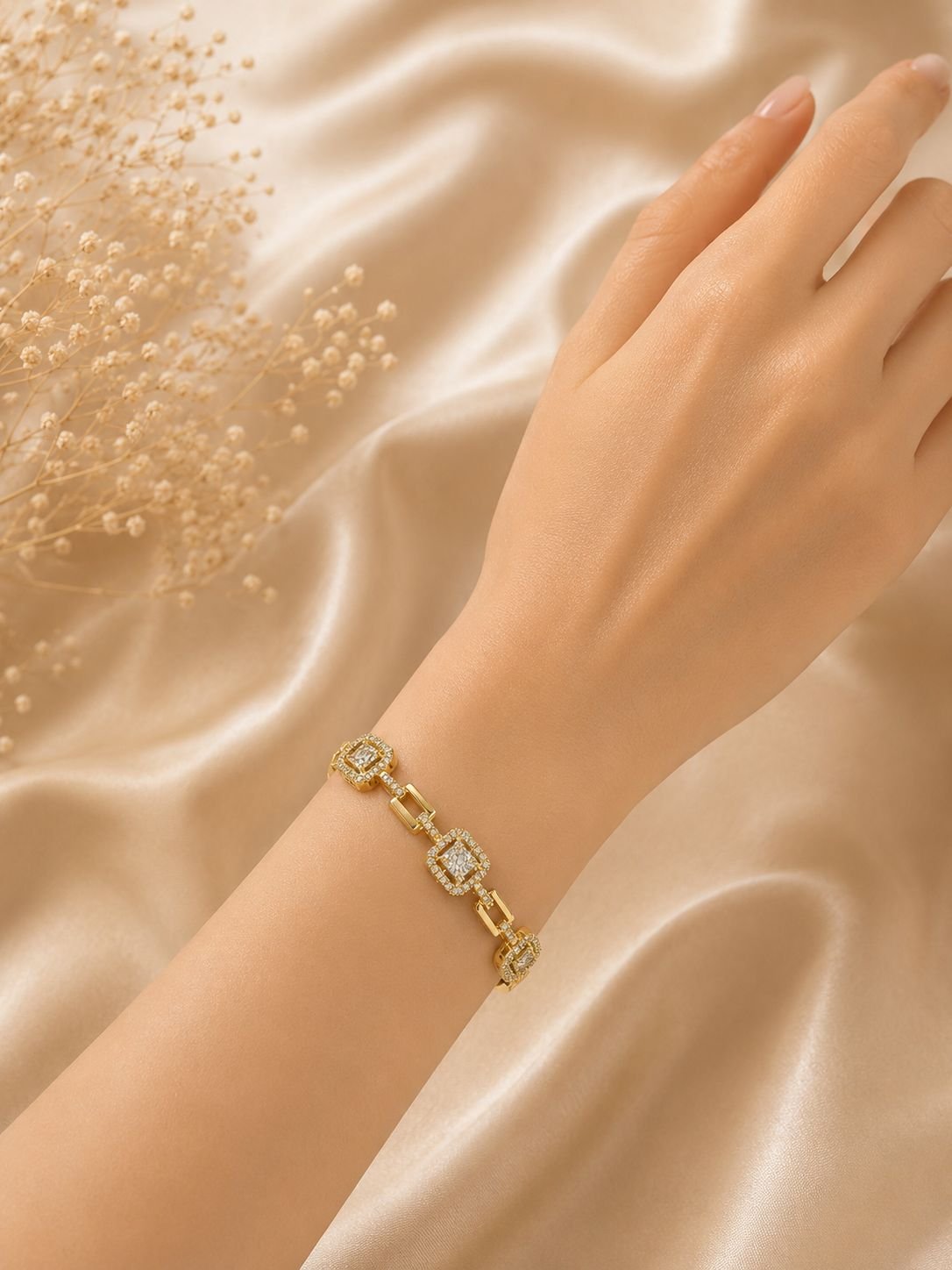Gold Geometrik Işıltı Bileklik