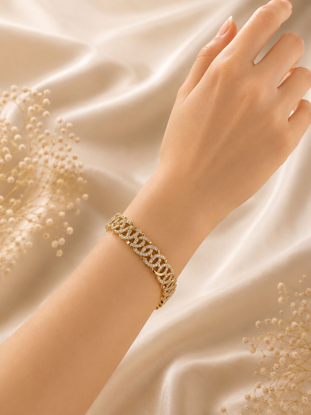 Gold Kristal Zincir Bileklik