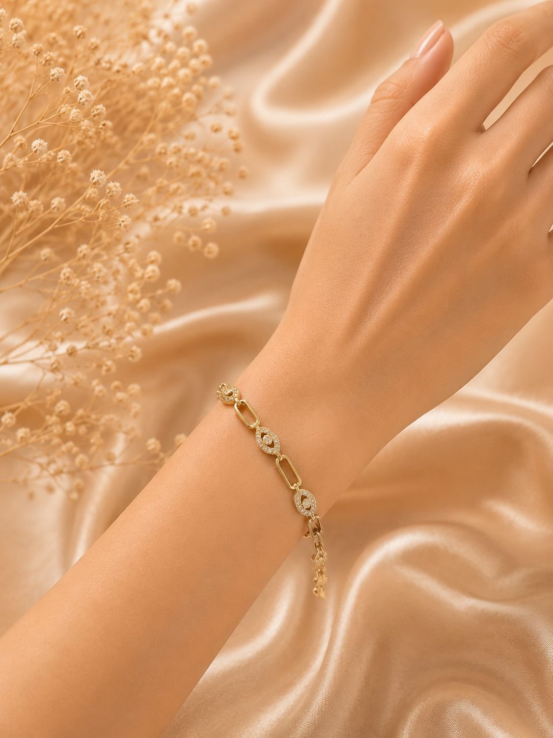 Gold Oval Işıltı Bileklik