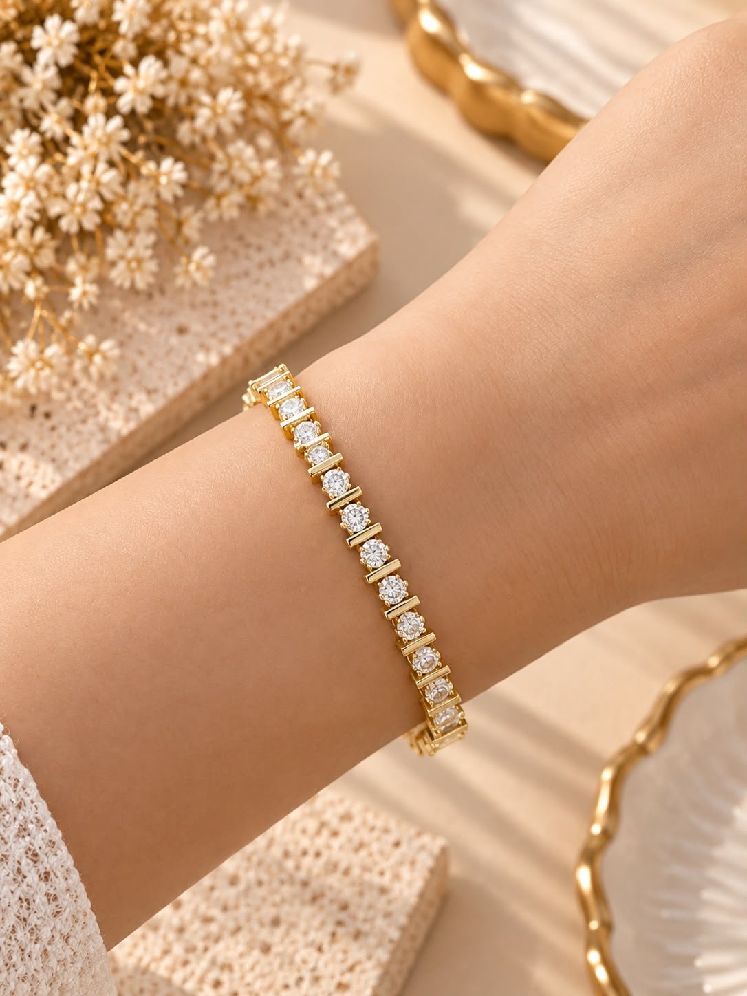 Gold Kristal Geçiş Bileklik