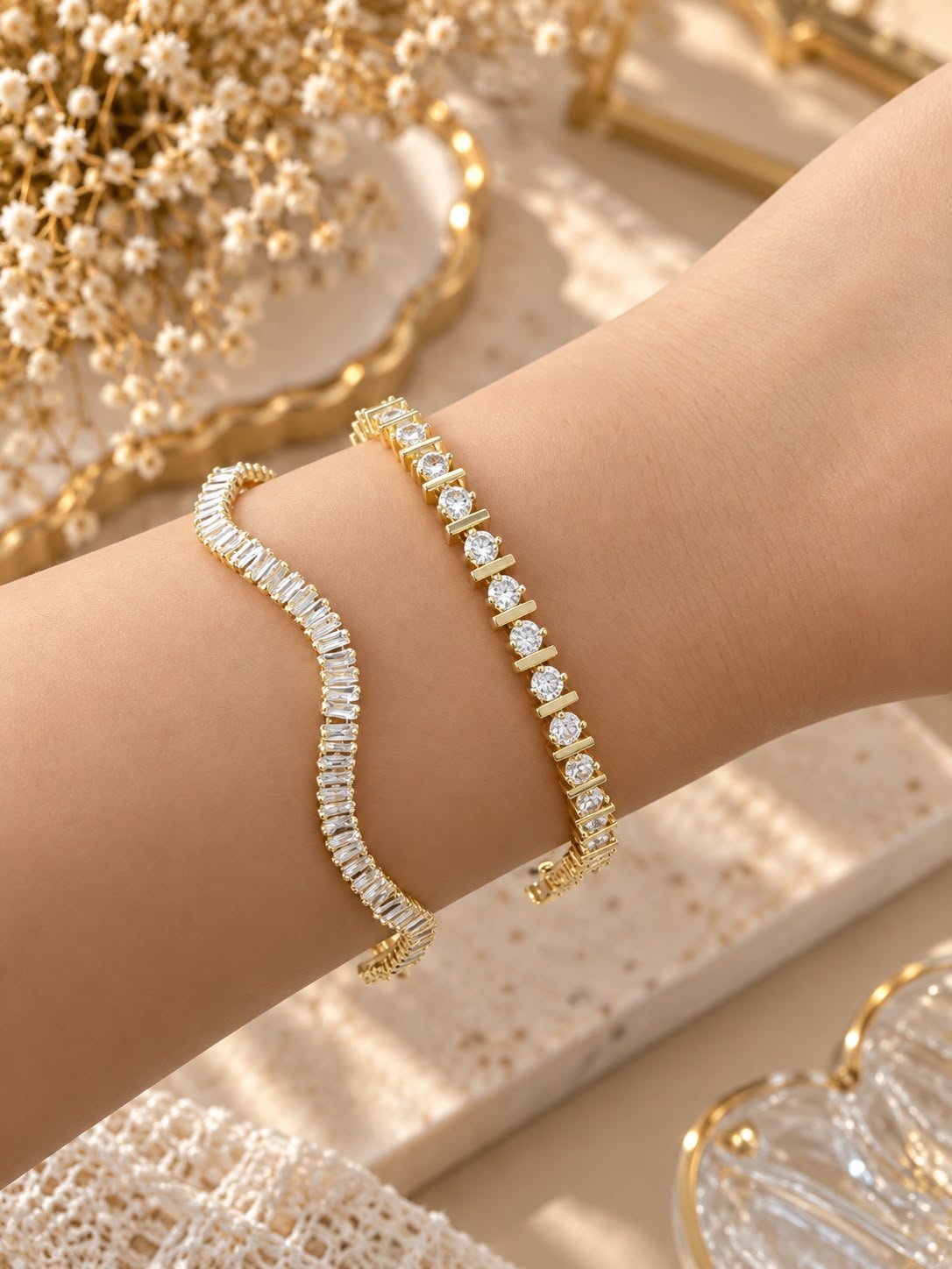 Gold Kristal Geçiş Bileklik görsel 2