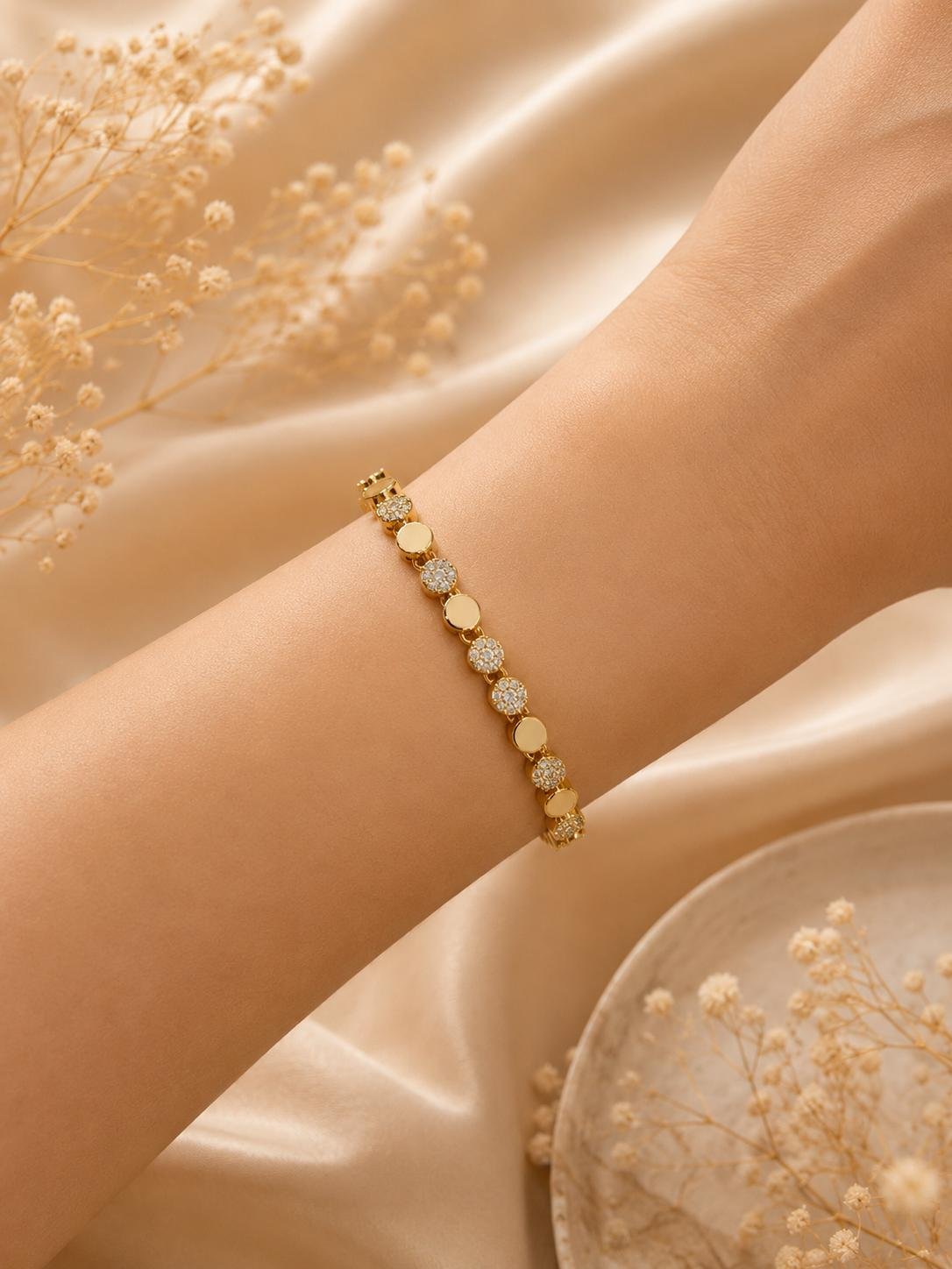 Gold Yuvarlak Işıltı Bileklik
