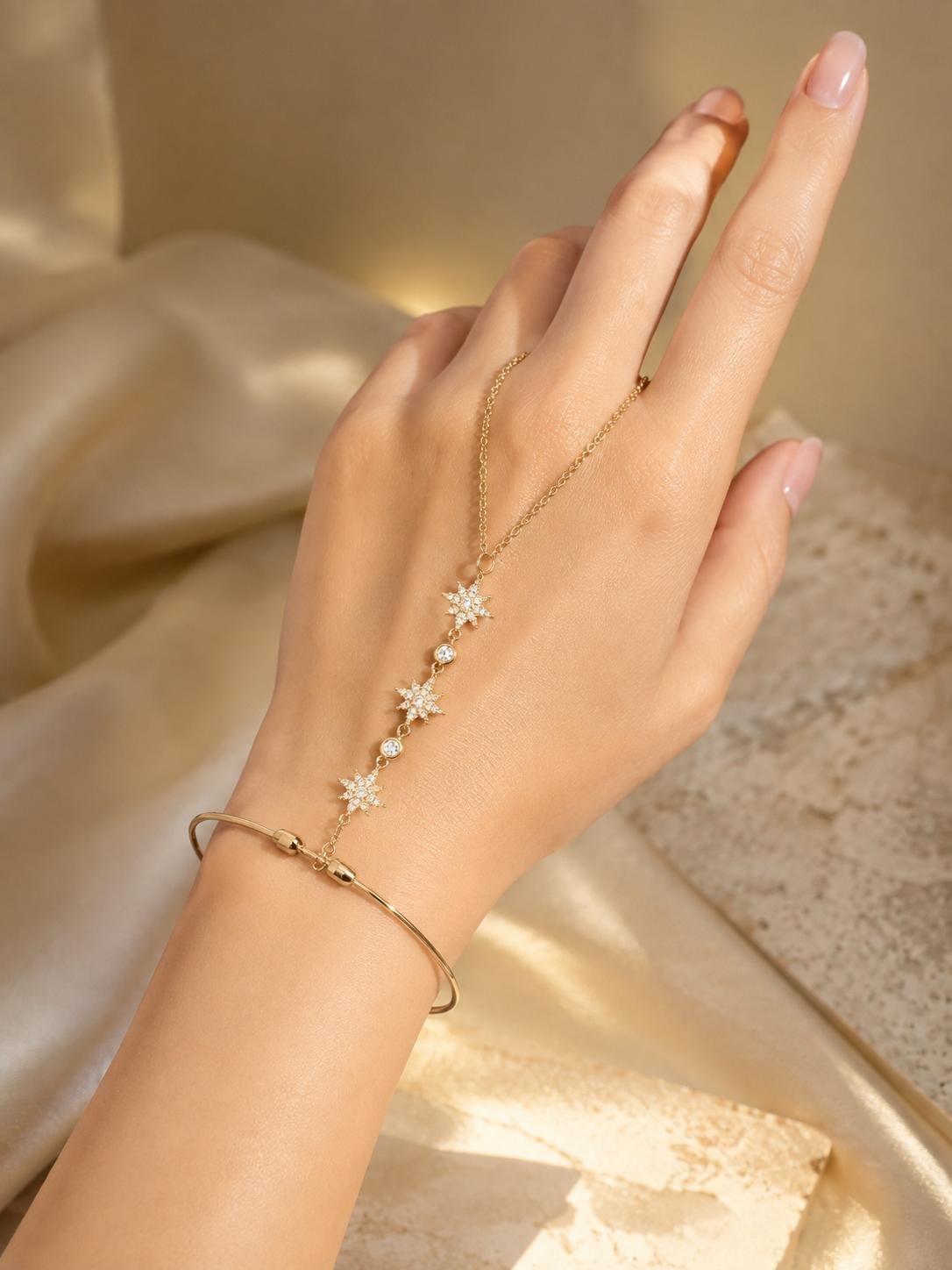 Gold Işıltılı Yıldız Şahmeran Bileklik