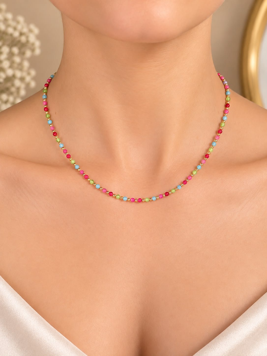 Colorful Beads Gold Kolye