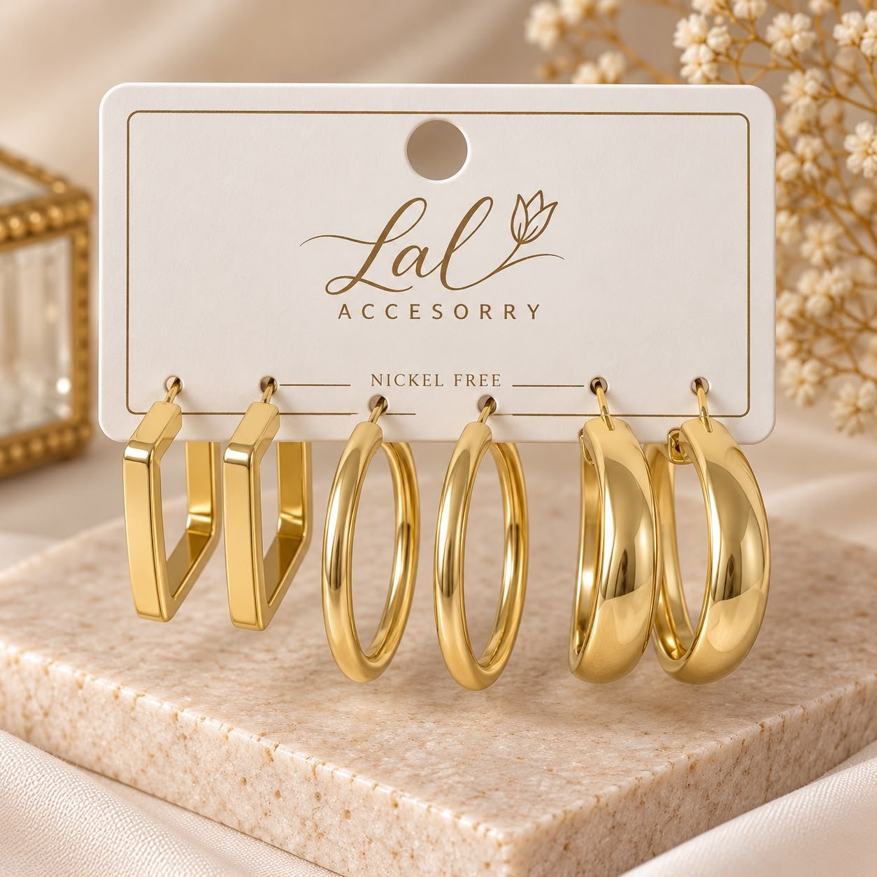 Lal Modern Hoop Küpe Seti