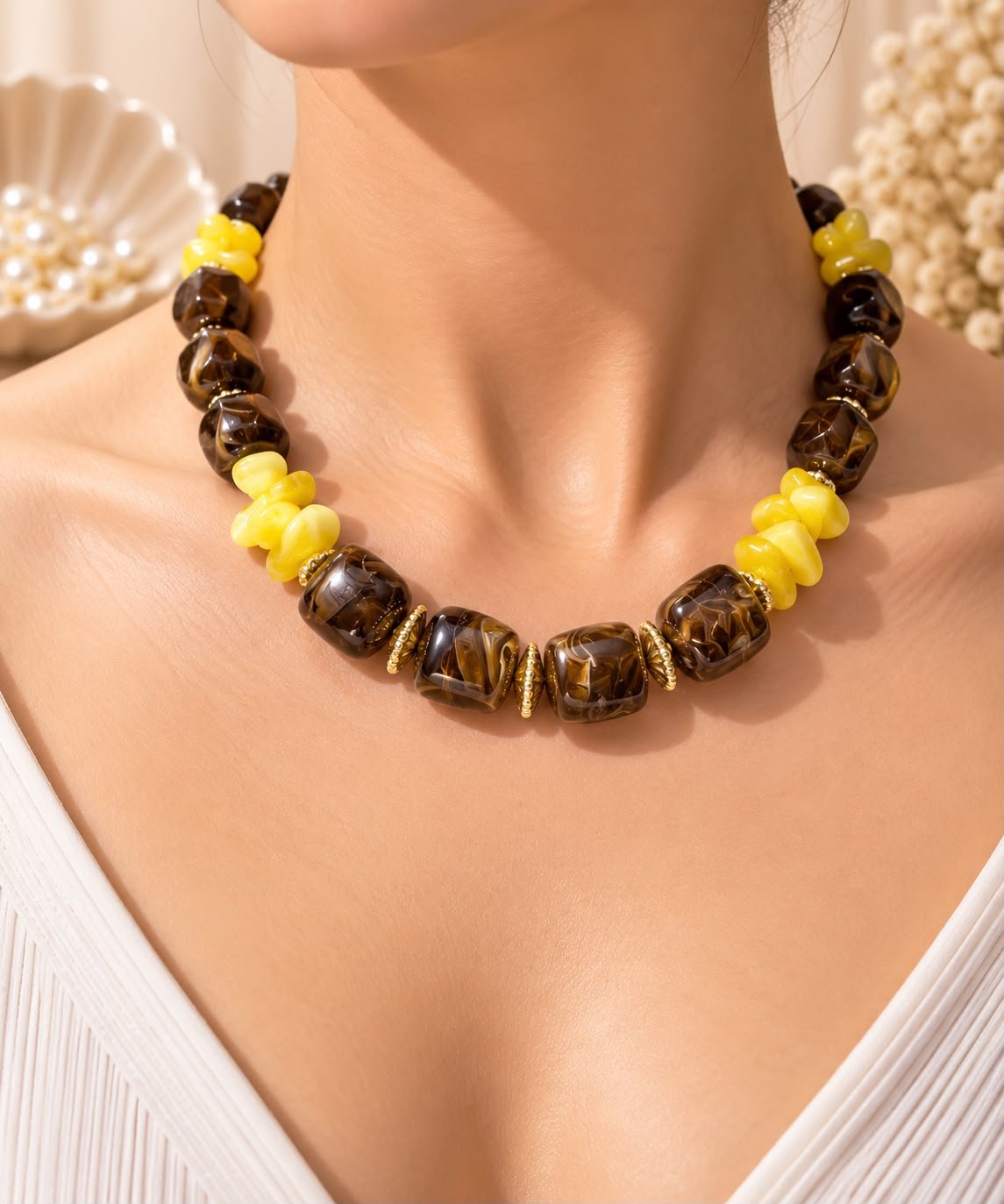 Lal Amber Gold Kolye