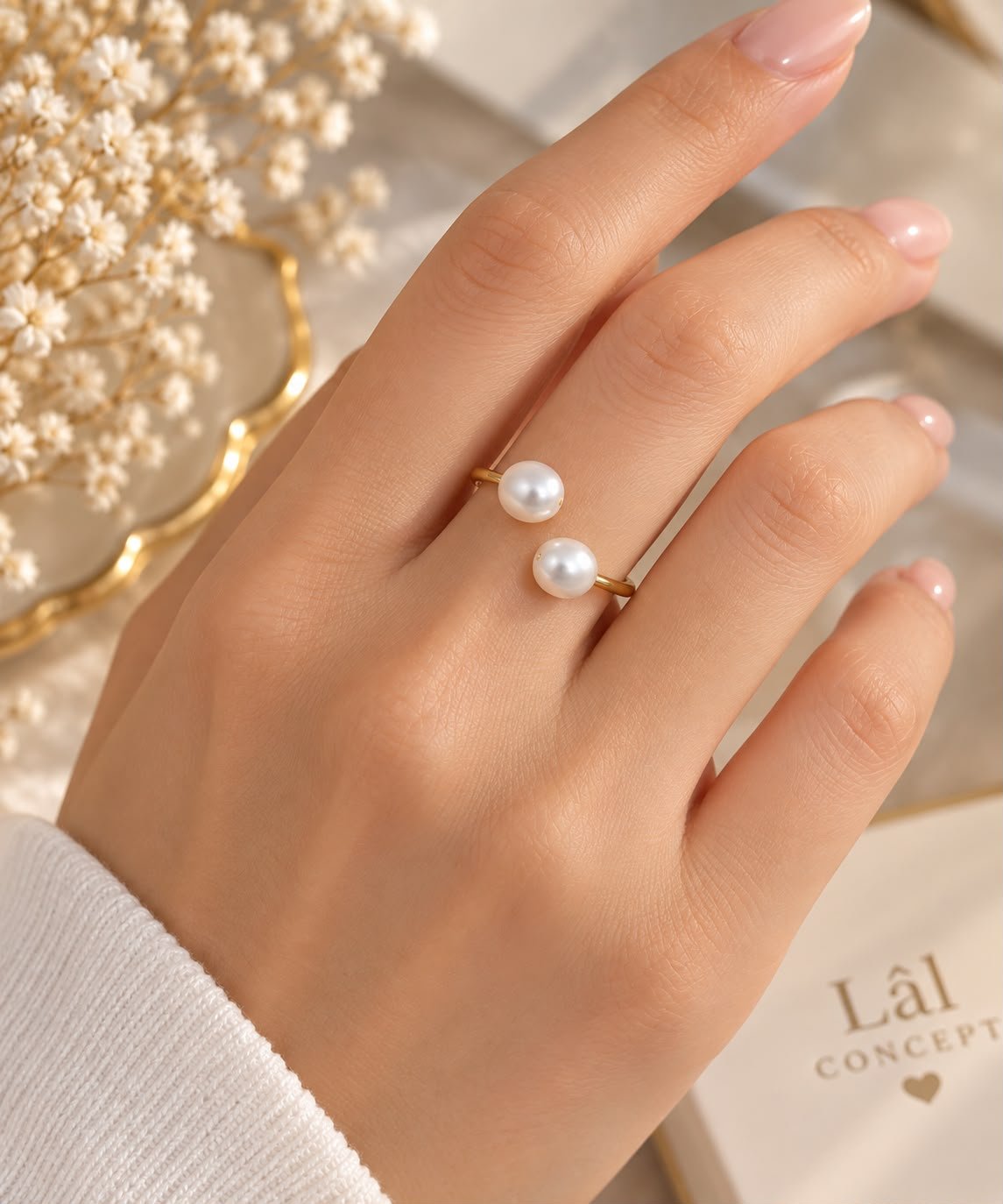 Lal Pearl Duo Yüzük